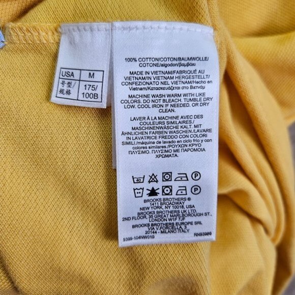 Brooks Brothers 1818 Performance Polo Slim Fit Yellow Short Sleeve Men's Size M - Picture 8 of 10
